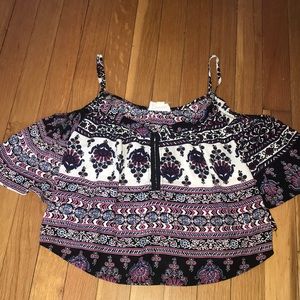 Bohemian cold shoulder crop top
